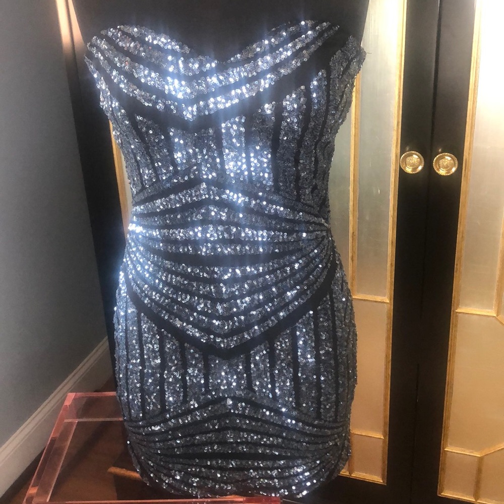 Dainty Hooligan Blue and Black Sequin Tube Dress